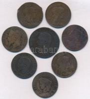 Franciaország 1853-1908. 8db-os vegyes Cu érme tétel T:3-4 France 1853-1908. 8pcs of mixed Cu coins C:F-G