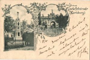 1899 Gyulafehérvár, Karlsburg, Alba Iulia; Losenau emlékmű, Belső várkapu / Denkmal, Inneres fenstungsthor / monument, castle gate. Art Nouveau, floral (EK)