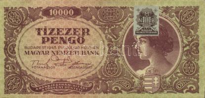 1945. 1000 lemezhibás bélyeggel + 10000P lemezhibás bélyeggel T:II+,II