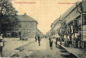 Petrozsény, Petrosani; Kossuth Lajos utca, Hammer-féle versenybazár W. L. 1681. / street, shop (fa)