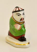 Herendi sétáló kínai figura, kézzel festett, jelzett,hibátlan, m:4 cm