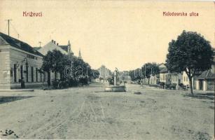 Kőrös, Krizevci, Kreuz; Kolodvorska ulica, W. L. Bp. 1568 / Vasút utca / street (kis szakadás / small tear)