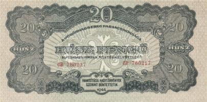 1944. "V.H." 20P(3x) egymásutáni sorszámokkal T:III+