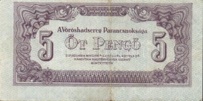 1944. "V.H." 1P(1x), 5P(3x), 20P(3x) mindegyik átlagostól erősen eltérő nyomati elcsúszáso...