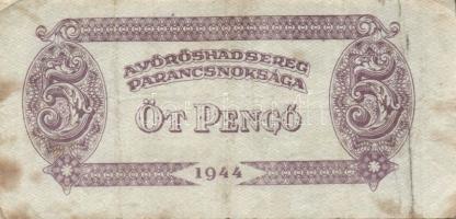 1944. "V.H." 1P(1x), 5P(3x), 20P(3x) mindegyik átlagostól erősen eltérő nyomati elcsúszáso...