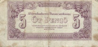 1944. "V.H." 1P(1x), 5P(3x), 20P(3x) mindegyik átlagostól erősen eltérő nyomati elcsúszáso...