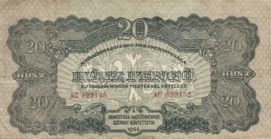 1944. "V.H." 1P(1x), 5P(3x), 20P(3x) mindegyik átlagostól erősen eltérő nyomati elcsúszáso...