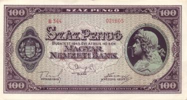 1945. 100P(2x) lemezhiba nélküli (drágább változat) ügyes hamisítványok! T:II-,II