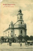 Szamosújvár, Gherla; Örmény katolikus templom, üzletek. W. L. 1868. / Armenian Catholic church, shops (EK)