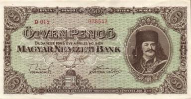 1945. 50P T:I- széleken kisebb hajlásokkal