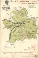 1900 Győr vármegye térképe. Károlyi Gy. / Map of Győr county (kis szakadások / small tears)