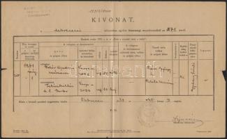 1867-1939 Debrecen, 2 db születési anyakönyvi kivonat, az egyiken szárazbélyegzővel, 50 kr. okmánybé...