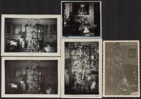 cca 1940-1960 Régi karácsonyok, 5 db fotó, 6×6 és 6×9 cm