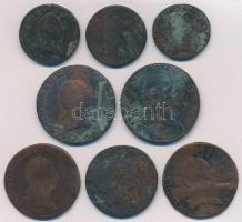 1800-1890. 8db-os rézpénz tétel, 1-3-6kr címletek, B és S verdejellel T:2-3 patina