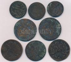 1800-1890. 8db-os rézpénz tétel, 1-3-6kr címletek, "B" és "S" verdejellel T:2-3 ...