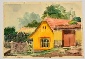 Lampért jelzéssel: Sárga ház. Akvarell, papír, 20×29 cm