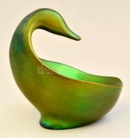 Zsolnay eozin mázas kacsás tál tervező:Török János, jelzett, hibátlan, m:14 cm