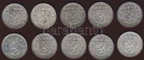 Hollandia 1954-1965. 1G Ag (10x) vegyes évszámokkal T:2,2/3