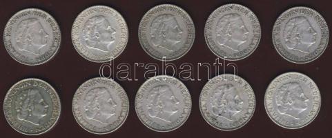 Hollandia 1954-1965. 1G Ag (10x) vegyes évszámokkal T:2,2/3