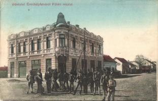 Érmihályfalva, Valea Lui Mihai; Fő tér, Grósz Hermann üzlete. W. L. Bp. 1708. / main square, shops (EB)