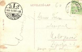 Érmihályfalva, Valea Lui Mihai; Fő tér, Grósz Hermann üzlete. W. L. Bp. 1708. / main square, shops (...