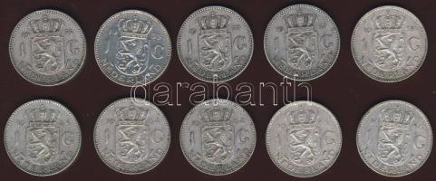 Hollandia 1954-1966. 1G Ag (10x) vegyes évszámokkal T:2,2/3