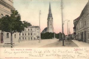1905 Igló, Iglau, Spisská Nová Ves; Katolikus templom, városház, üzletek / church, town hall, shops, square