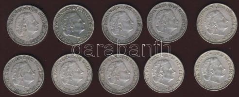 Hollandia 1954-1966. 1G Ag (10x) vegyes évszámokkal T:2,2/3