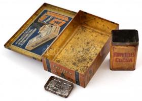 Franck kávépótlék, és Rowntree's Cocoa fémdobozok, 18x11x5 cm és 6x4x10 cm