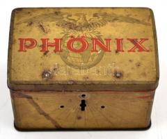 "Phőnix" Életbiztosító Társaság fém persely, kopott, 12x8x8 cm.