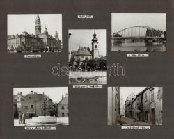 cca 1950-1960 Győri életképek (Püspökvár, Szentháromság tér, múzeum, stb.), 10 db albumlapra ragaszt...