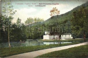 Trencsénteplic-fürdő, Trencianske Teplice; Baracskai tó, uszoda, kiadja Wertheim Zsigmond / lake, swimming pool (Rb)