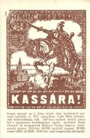 Kassa, Kosice; Kurucok előre! irredenta képeslap / Hungarian irredenta postcard s: Tary + levélzáró bélyeg