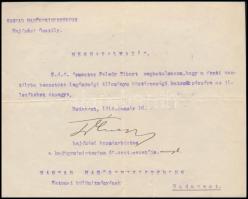 1918-1919 Bp., A Magyar Hadügyminisztérium Hajózási Osztálya által őrmester számára kiállított megha...