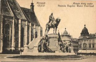 Kolozsvár, Cluj; Mátyás király szobor / statue, Kolozsvár visszatért So.Stpl.