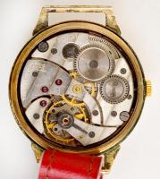 Molnija mechanikus férfi karóra. Bőr szíjjal. Működő, jó állapotban d 4,2 cm