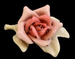 Ens porcelán rózsa, egészen apró lepattanással, jelzett, 5x7 cm