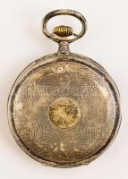 Ezüst tokos zsebóra hibátlan számlappal, működő szerkezettel, egy mutatval, üveg nélkül. 5 cm