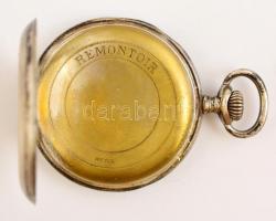 Ezüst tokos zsebóra hibátlan számlappal, működő szerkezettel, egy mutatval, üveg nélkül. 5 cm