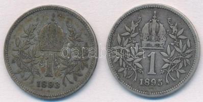 Ausztria 1893-1895. 1K Ag "Ferenc József" (2xklf) T:2-,3 Austria 1893-1895. 1 Corona Ag &q...