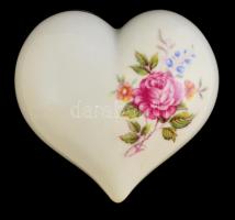 Hollóházi szív alakú bonbonier, matricás, jelzett, kopott, 9×10 cm