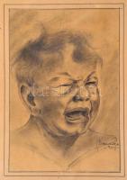 Benedek jelzéssel: Vázlatok, 7 db. Ceruza, papír, paszpartuban, 22×17 cm