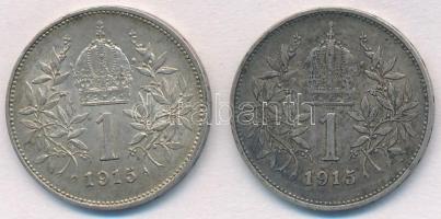 Ausztria 1915. 1K Ag "Ferenc József" (2xklf) T:2 Austria 1915. 1 Corona Ag "Franz Jos...
