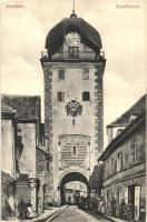 Leoben, Stadtthurm / city tower, shops