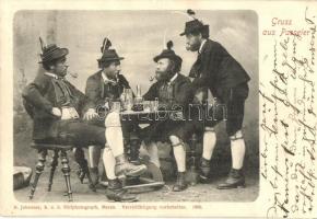 1902 Passiria, Passeier (Südtirol); Tyrolian folklore, men smoking pipes