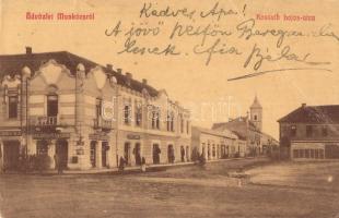 Munkács, Mukacheve, Mukacevo; Kossuth Lajos utca, Goldstein Sándor, Berger Herman üzlete. W. L. 1176. / street view, shops (EB)