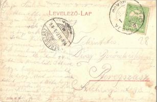 Munkács, Mukacheve, Mukacevo; Fő utca, Római katolikus templom, üzletek. W. L. 1169. / main street, ...