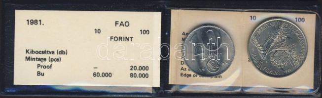 1981. 10Ft + 100Ft "FAO" pár T:BU Eredeti tokban, tanúsítvánnyal!
