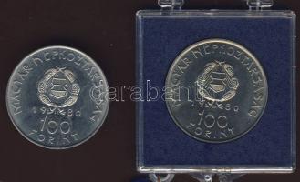 1980. 100Ft "Szovjet-magyar közös űrrepülés" (2x) T:BU Az egyik eredeti, plombált MNB plas...