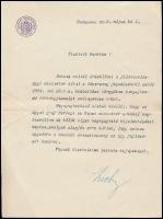 1912 Gróf zicsi és vázsonykői Zichy János (1868-1944) vallás és közoktatási miniszter (1910-1913) gépelt levele és saját kezű aláírása a minisztérium fejléces papírján